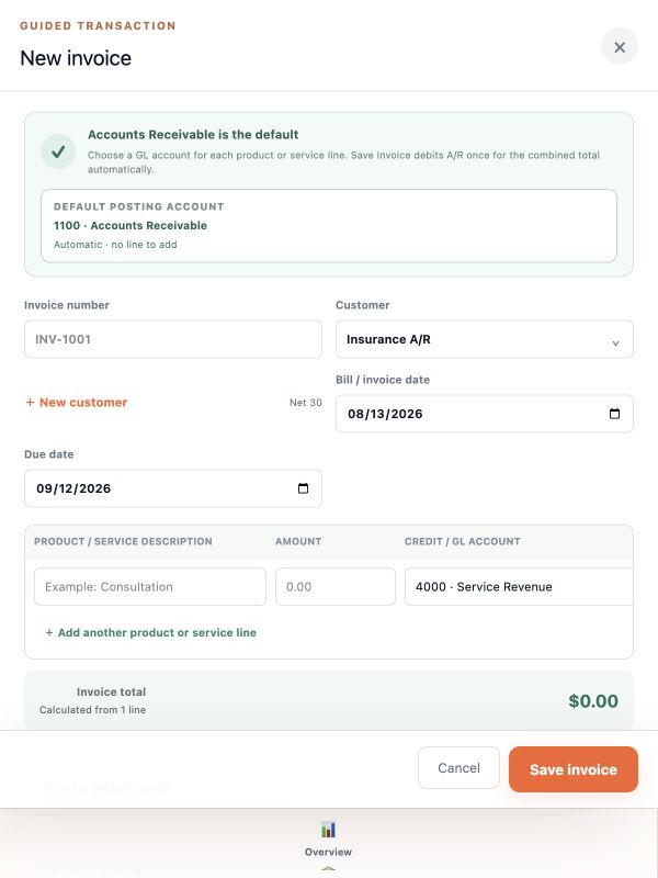 Accounting Portal New invoice form