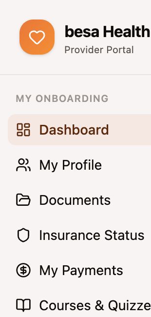 Provider Portal navigation showing My Payments