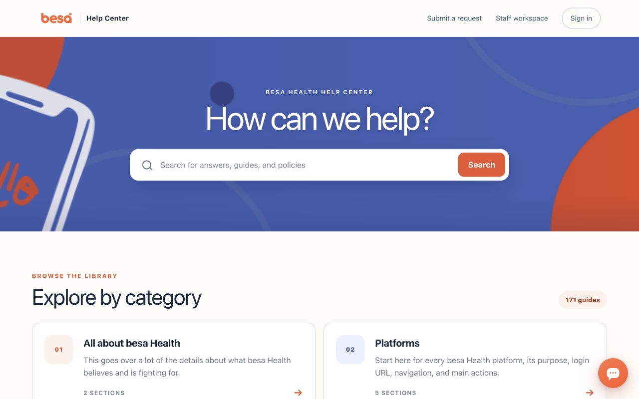 Support Platform Help Center home page